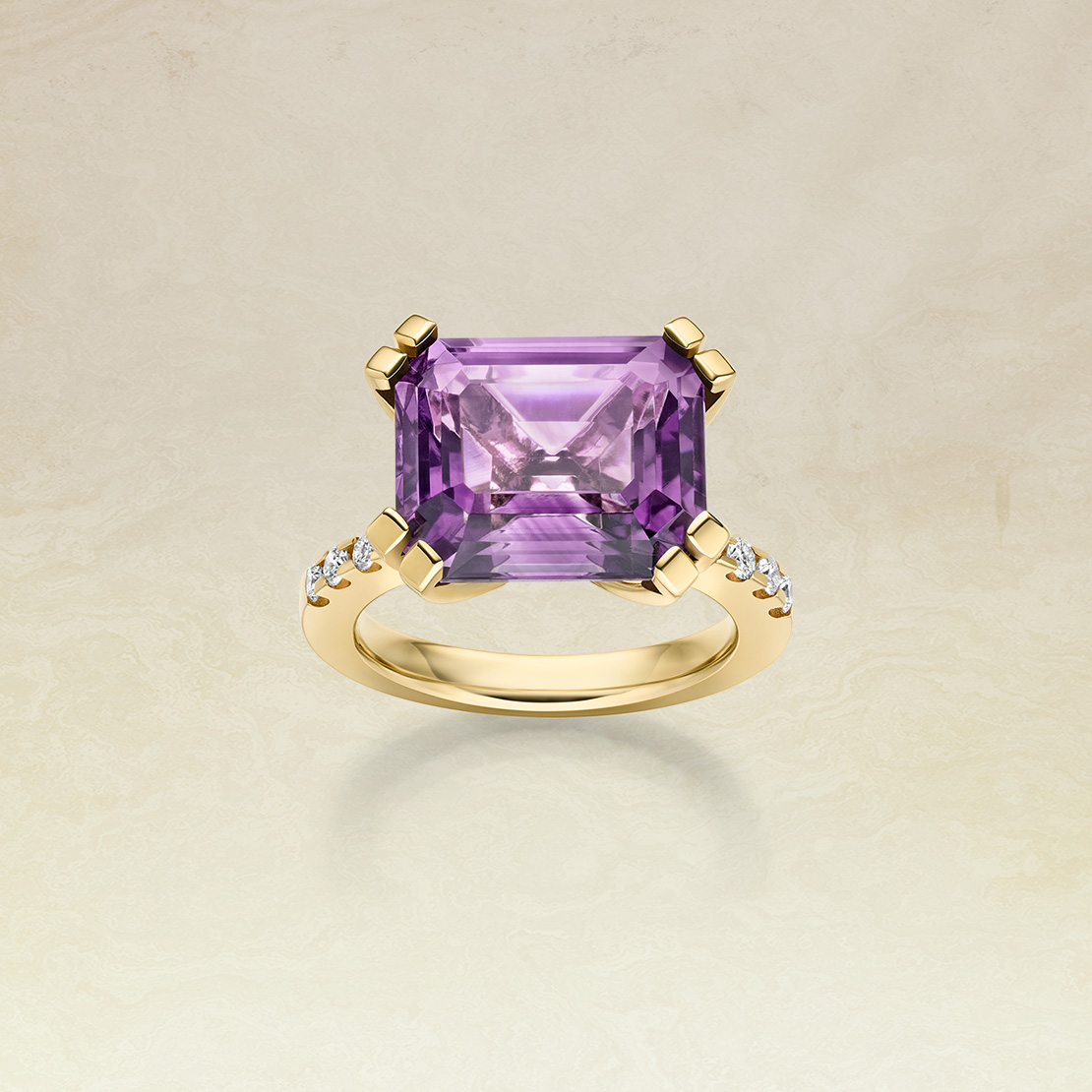 Takara Ring Purple Amethyst with Diamonds - La Gioia Ascona
