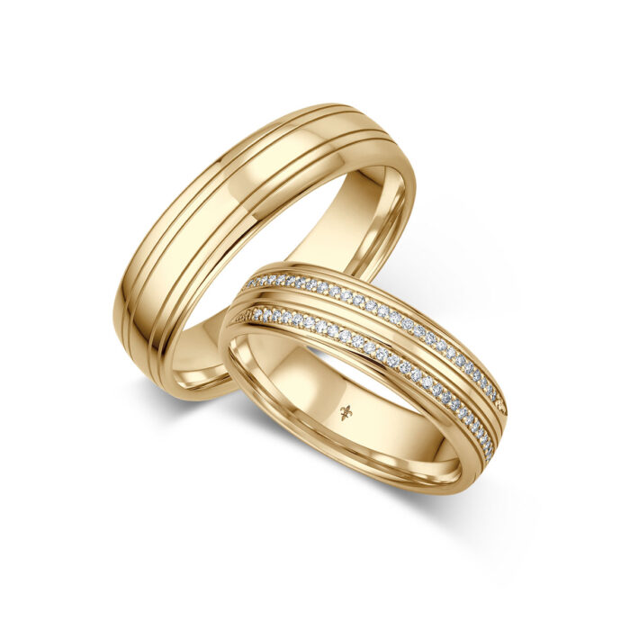 Giloy ring pair Renée | 750 yellow gold | 91 diamonds
