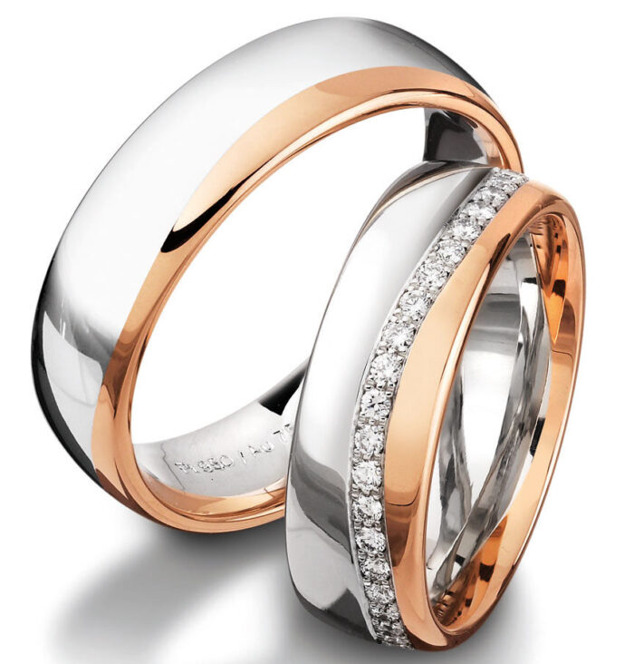 Furrer Jacot ring pair 750 white/red gold | 22 diamonds