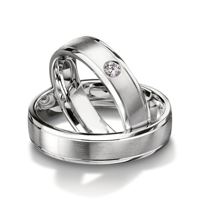 Furrer Jacot ring pair 750 white gold | 1 brilliant-cut diamond