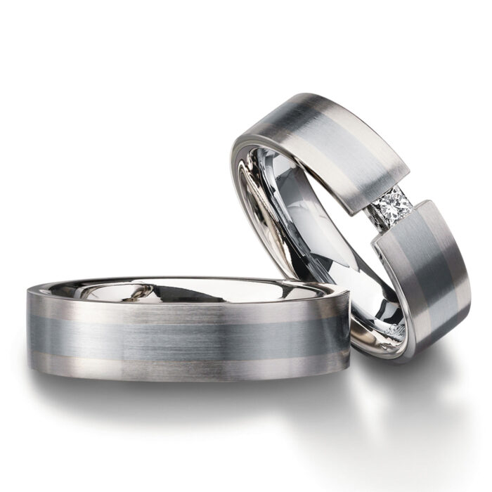 Furrer Jacot Ringpaar 950 Platin / 750 Weißgold | 1 Pri. Brillant