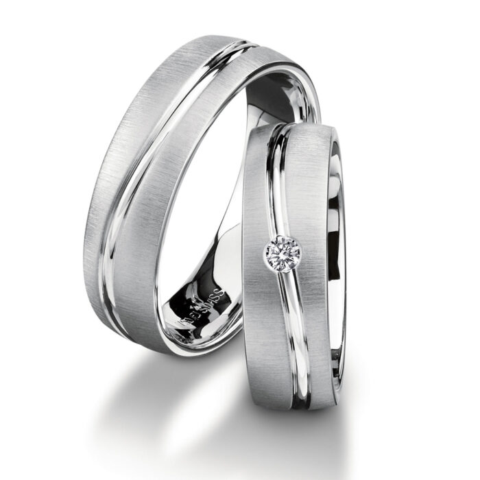 Furrer Jacot ring pair 750 white gold | 1 brilliant-cut diamond