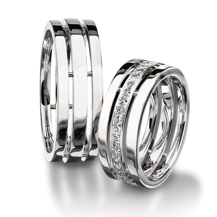 Furrer Jacot ring pair 750 white gold | 42 diamonds