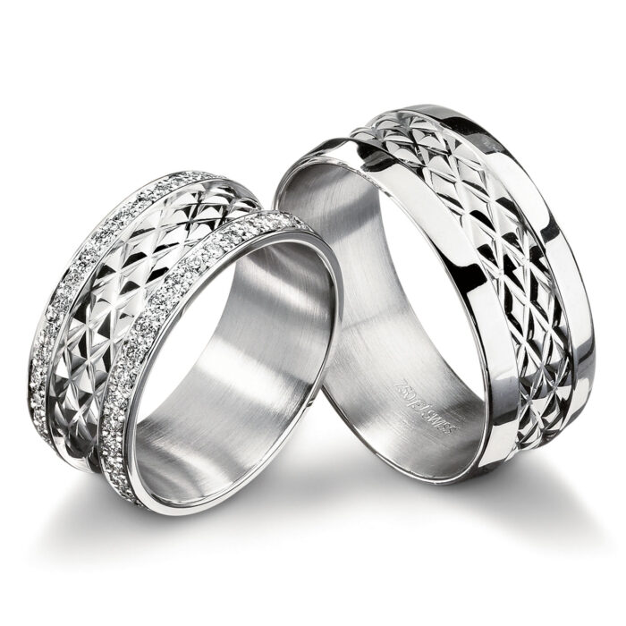 Furrer Jacot Ringpair 750 Weißgold | 38 Brillanten