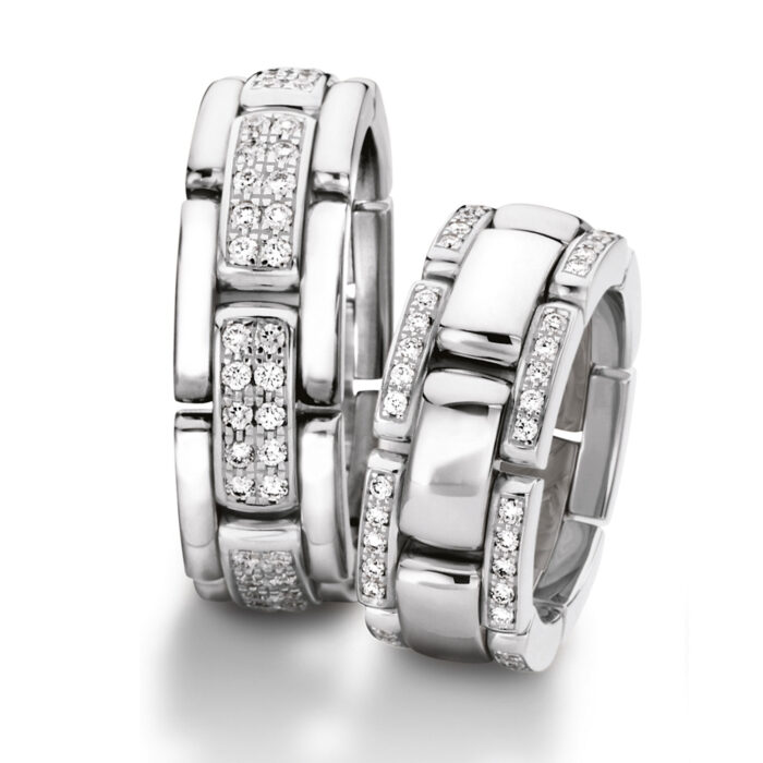 Furrer Jacot ring pair 750 white gold | 70 diamonds
