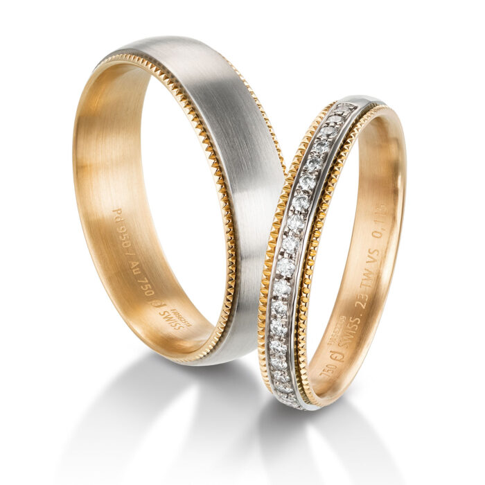 Furrer Jacot Pair of rings 750 white gold / 750 yellow gold | 23 diamonds