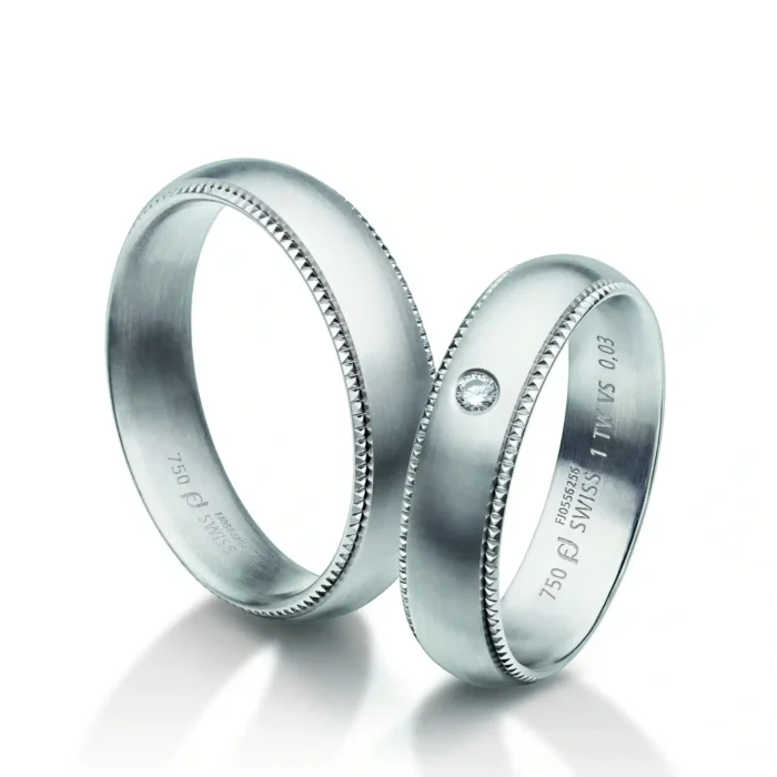 Furrer Jacot Ringpaar 750 Weißgold | 1 Brillant 0.005 ct