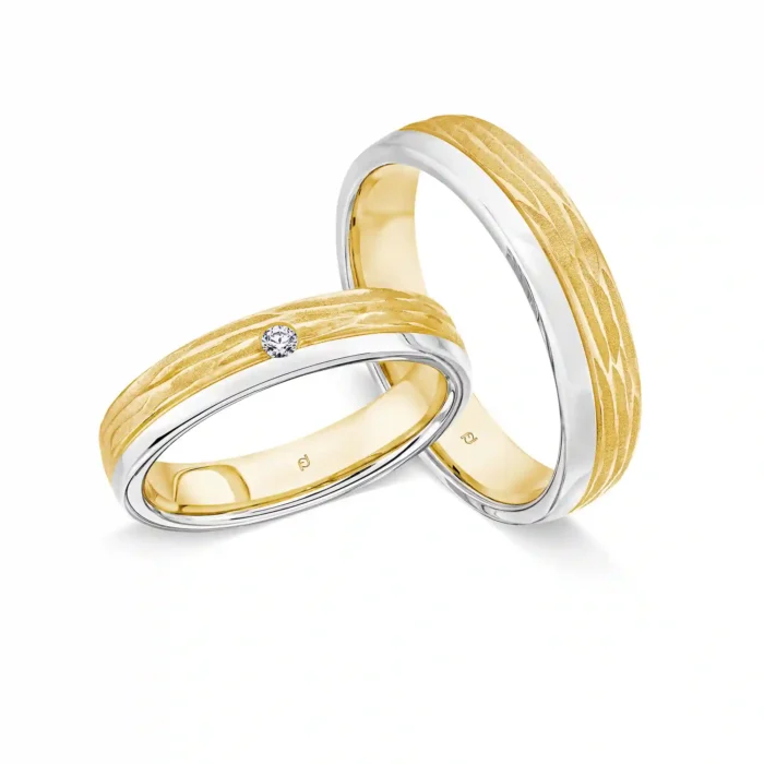 Furrer Jacot Ringpaar 750 Gelbgold / Weißgold | 1 Brillant