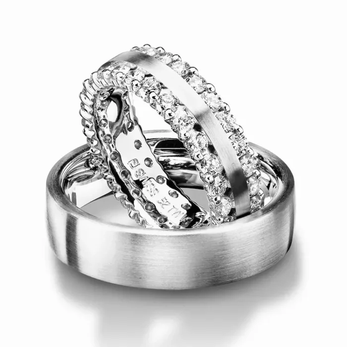 Furrer Jacot Ringpaar 750 Weissgold | 60 Brillanten 2.1 ct